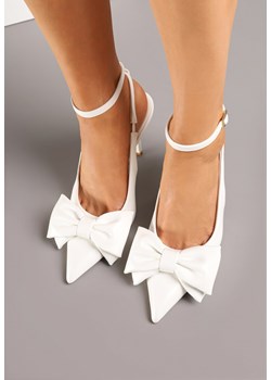 Białe Sandały Vices na Szpilce Slingback Ozdobione Kokardą Tilvanea ze sklepu renee.pl w kategorii Czółenka - zdjęcie 183767729