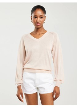 Sweter damski z wiskozy beżowy Simona 800 ze sklepu Big Star w kategorii Swetry damskie - zdjęcie 183769037