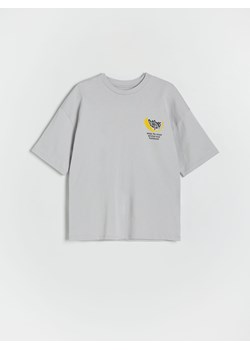Reserved - T-shirt oversize z nadrukiem - jasnoszary ze sklepu Reserved w kategorii T-shirty chłopięce - zdjęcie 183769528