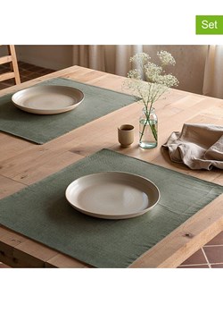 Mint Rugs Podkładki stołowe (2 szt.) &quot;Indra&quot; w kolorze khaki - 50 x 40 cm ze sklepu Limango Polska w kategorii Podkładki na stół - zdjęcie 183770766