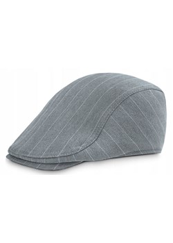 Lekki Kaszkiet Męski - Pako Jeans - Szary, Paski CPAPJNSKASZKIET102102 ze sklepu JegoSzafa.pl w kategorii Kaszkiety męskie - zdjęcie 183773998