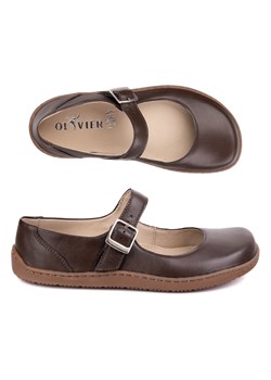 Baleriny barefoot damskie Olivier 1286 – skórzane buty z klamerką do codziennych i eleganckich stylizacji brązowe ze sklepu butyolivier w kategorii Półbuty damskie - zdjęcie 183774995