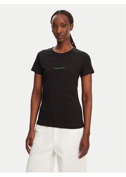 Calvin Klein Jeans T-Shirt Monologo J20J223563 Czarny Slim Fit ze sklepu MODIVO w kategorii Bluzki damskie - zdjęcie 183778355