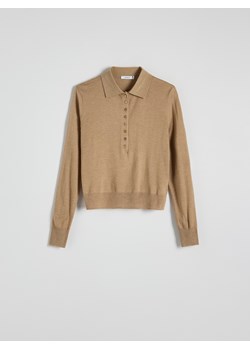 Reserved - Sweter polo z domieszką wełny - beżowy ze sklepu Reserved w kategorii Swetry damskie - zdjęcie 183784009
