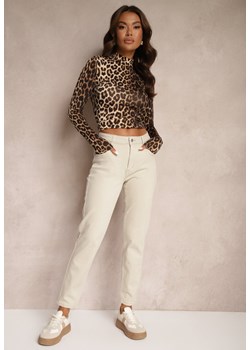 Beżowe Jeansy Mom Fit High Waist Kasena ze sklepu renee.pl w kategorii Jeansy damskie - zdjęcie 183785179