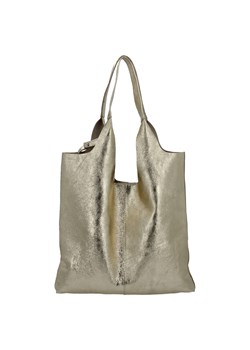Włoska Torebka Skórzana Shopper Bag z Kosmetyczką 165 Złota ze sklepu PaniTorbalska w kategorii Torby Shopper bag - zdjęcie 183785718