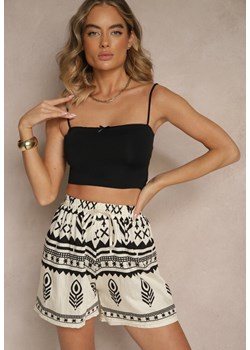 Czarno-Kremowe Wiskozowe Szorty High Waist ze Wzorem Boho Lunadora ze sklepu renee.pl w kategorii Szorty - zdjęcie 183801848