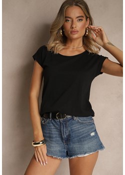 Czarny Basicowy T-shirt z Bawełny Ralotea ze sklepu renee.pl w kategorii Bluzki damskie - zdjęcie 183802038