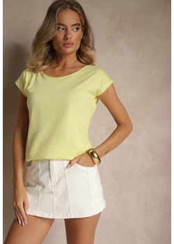 Żółty Basicowy T-shirt z Bawełny Ralotea ze sklepu renee.pl w kategorii Bluzki damskie - zdjęcie 183802048