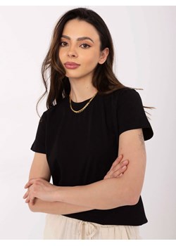 Gładki t-shirt z bawełny - czarny ze sklepu Cudmoda w kategorii Bluzki damskie - zdjęcie 183804207