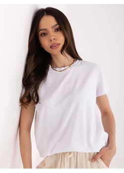 Gładki t-shirt z bawełny - biały ze sklepu Cudmoda w kategorii Bluzki damskie - zdjęcie 183804208