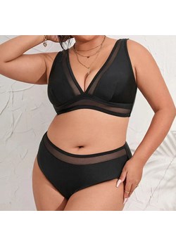Dwuczęściowy strój kąpielowy plus size z wysokim stanem majtek - Czarny / L ze sklepu Valetta.pl w kategorii Stroje kąpielowe - zdjęcie 183804718