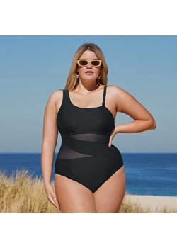 Strój kąpielowy plus size z asymetrycznym krojem - Czarny / L ze sklepu Valetta.pl w kategorii Stroje kąpielowe - zdjęcie 183805608