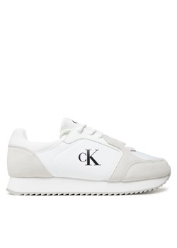 Sneakersy Calvin Klein Jeans Retro Runner Sock Lace Up Ny-Su YM0YM01326 Biały ze sklepu eobuwie.pl w kategorii Buty sportowe męskie - zdjęcie 183807346