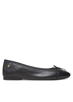 Baleriny Tommy Hilfiger Toe Cap Leather Ballerina FW0FW08759 Czarny ze sklepu eobuwie.pl w kategorii Balerinki - zdjęcie 183807508