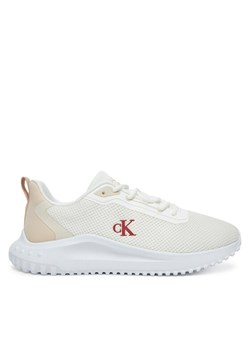 Sneakersy Calvin Klein Jeans Eva Runner L-Up Mix Mesh Logo Ck YW0YW01851 Biały ze sklepu eobuwie.pl w kategorii Buty sportowe damskie - zdjęcie 183807869