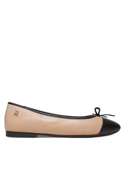 Baleriny Tommy Hilfiger Toe Cap Leather Ballerina FW0FW08759 Écru ze sklepu eobuwie.pl w kategorii Balerinki - zdjęcie 183807876