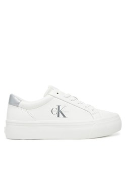 Sneakersy Calvin Klein Jeans Vulc Flatf Lth Silver Logo Tag YW0YW01877 Biały ze sklepu eobuwie.pl w kategorii Buty sportowe damskie - zdjęcie 183807888