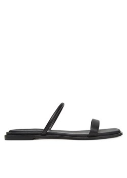 Klapki Calvin Klein Flat Sandal Squared 2-Bar Lth HW0HW02532 Czarny ze sklepu eobuwie.pl w kategorii Klapki damskie - zdjęcie 183808338