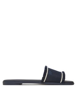 Tommy Hilfiger Klapki Fringe Canvas Flat Sandal FW0FW08908 Granatowy ze sklepu MODIVO w kategorii Klapki damskie - zdjęcie 183814498
