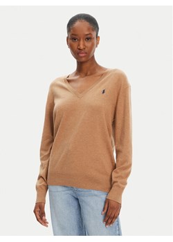 Polo Ralph Lauren Sweter 211972105003 Beżowy Straight Fit ze sklepu MODIVO w kategorii Swetry damskie - zdjęcie 183815019