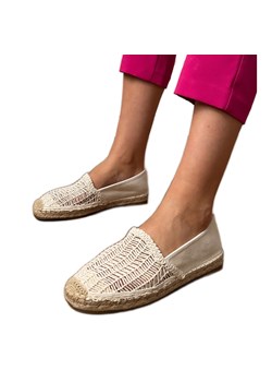 Beżowe espadryle ażurowe na platformie beżowy ze sklepu ButyModne.pl w kategorii Espadryle damskie - zdjęcie 183824268
