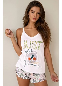 Wzorzysta piżama damska z krótkimi spodenkami Phasco White 2413, Kolor biały, Rozmiar S/M, LivCo Corsetti Fashion ze sklepu Primodo w kategorii Piżamy damskie - zdjęcie 183824626