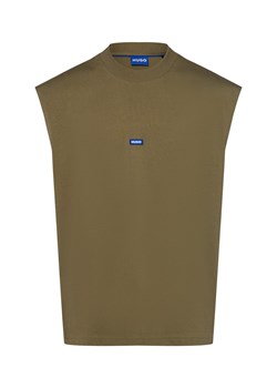 HUGO BLUE Męski podkoszulek - Navertz Mężczyźni Bawełna khaki jednolity ze sklepu vangraaf w kategorii T-shirty męskie - zdjęcie 183825979