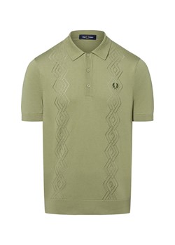 Fred Perry Męska koszulka polo Mężczyźni Bawełna oliwkowy jednolity ze sklepu vangraaf w kategorii Swetry męskie - zdjęcie 183825996