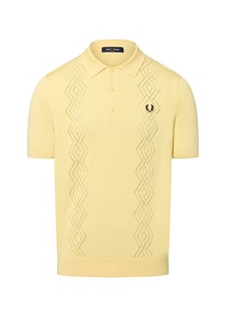 Fred Perry Męska koszulka polo Mężczyźni Bawełna żółty jednolity ze sklepu vangraaf w kategorii Swetry męskie - zdjęcie 183825997
