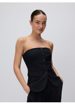 Reserved - Kamizelka bandeau z dodatkiem lnu - czarny ze sklepu Reserved w kategorii Kamizelki damskie - zdjęcie 183827589