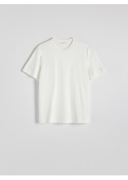 Reserved - T-shirt regular z merceryzowanej bawełny - złamana biel ze sklepu Reserved w kategorii T-shirty męskie - zdjęcie 183829965