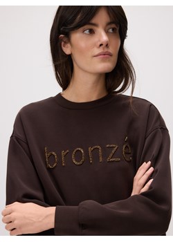 Reserved - Bluza z haftem - ciemnobrązowy ze sklepu Reserved w kategorii Bluzy damskie - zdjęcie 183830227