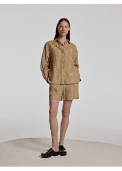 Reserved - Lniana koszula w paski - warm olive ze sklepu Reserved w kategorii Koszule damskie - zdjęcie 183830356