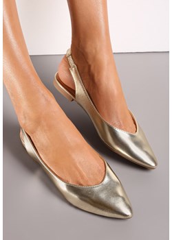 Złote Pudrowe Sandały Slingback z Noskiem w Szpic Arrilla ze sklepu born2be.pl w kategorii Balerinki - zdjęcie 183830828