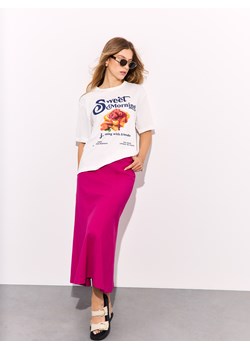 Mohito - Bawełniany t-shirt z nadrukiem - biały ze sklepu Mohito w kategorii Bluzki damskie - zdjęcie 183831538