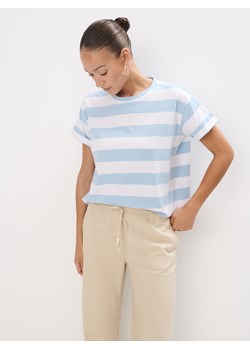 Mohito - Bawełniany t-shirt w paski - biały ze sklepu Mohito w kategorii Bluzki damskie - zdjęcie 183831559