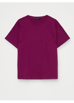 Mohito - Bawełniany ciemnofioletowy t-shirt - ciemny fiolet ze sklepu Mohito w kategorii Bluzki damskie - zdjęcie 183831569