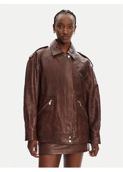 PINKO Kurtka skórzana Fever 105012 A2I1 Brązowy Regular Fit ze sklepu MODIVO w kategorii Kurtki damskie - zdjęcie 183833145
