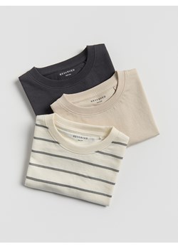 Reserved - Bawełniany t-shirt 3 pack - złamana biel ze sklepu Reserved w kategorii T-shirty chłopięce - zdjęcie 183835178
