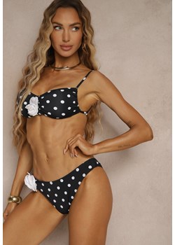 Białe Bikini w Grochy z Kwiatowymi Aplikacjami Biustonosz i Figi Loritia ze sklepu renee.pl w kategorii Stroje kąpielowe - zdjęcie 183836735