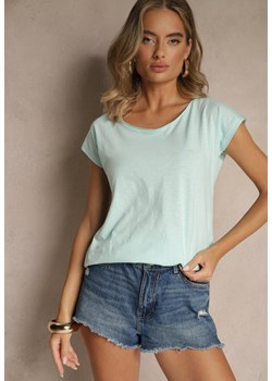 Jasnoniebieski Basicowy T-shirt z Bawełny Ralotea ze sklepu renee.pl w kategorii Bluzki damskie - zdjęcie 183836889