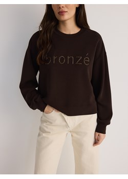Reserved - Bluza z haftem - ciemnobrązowy ze sklepu Reserved w kategorii Bluzy damskie - zdjęcie 183838245