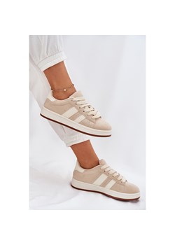 EVento Sneakersy Damskie Z Eko Zamszu Beżowe beżowy ze sklepu ButyModne.pl w kategorii Buty sportowe damskie - zdjęcie 183840507