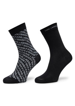 KARL LAGERFELD Zestaw 2 par wysokich skarpet damskich 246W6002 Czarny ze sklepu MODIVO w kategorii Skarpetki damskie - zdjęcie 183842149