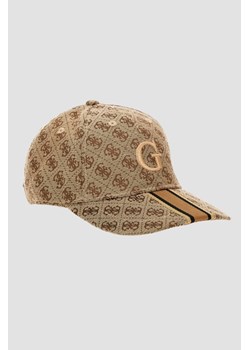 GUESS Logowana brązowa czapka z daszkiem ze sklepu outfit.pl w kategorii Czapki z daszkiem męskie - zdjęcie 183847648