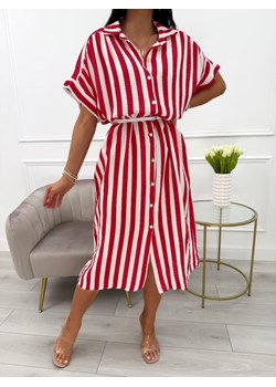 Czerwono-Biała Sukienka w Paski Oversize ze sklepu ModnaKiecka.pl w kategorii Sukienki - zdjęcie 183849067