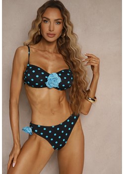 Jasnoniebieskie Bikini w Grochy z Kwiatowymi Aplikacjami Biustonosz i Figi Loritia ze sklepu renee.pl w kategorii Stroje kąpielowe - zdjęcie 183849527