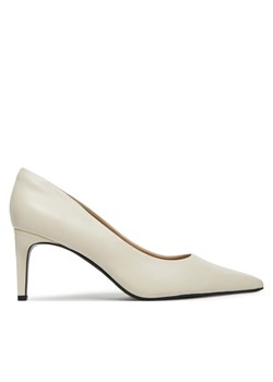 Szpilki Calvin Klein Pump 70 Pointy Hw Bar Lth HW0HW02561 Écru ze sklepu eobuwie.pl w kategorii Czółenka - zdjęcie 183851425