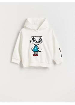 Reserved - Bluza z aplikacją Kicia Kocia - złamana biel ze sklepu Reserved w kategorii Bluzy dziewczęce - zdjęcie 183853167